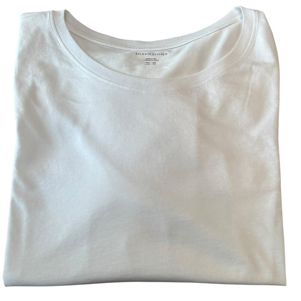 NWT Eileen Fisher White Organic Pima Cotton Jersey 3/4 Sleeve Tee Shirt Size 3X - Picture 4 of 7